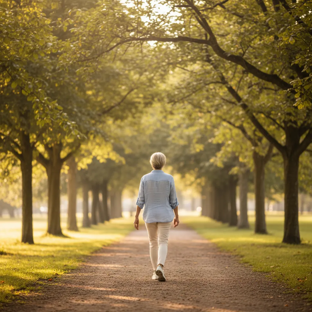 Anonieme man van achteren in zonnig park - actieve levensstijl mannen 50 plus